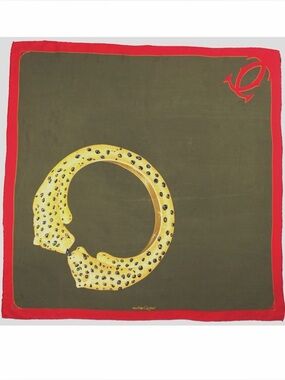 Must de Cartier Paris 100% Silk Scarf iconic "Panthère" (panther) motif